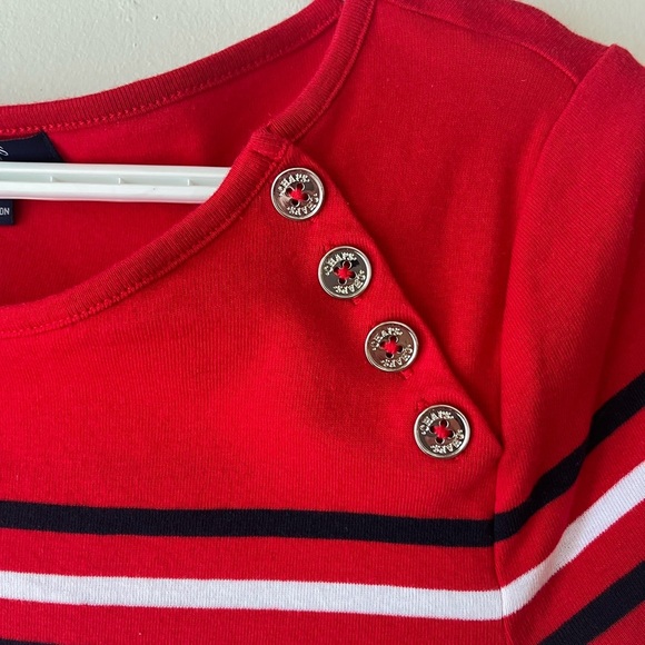 Short sleeve striped red buttons business casual size medium - Picture 2 of 9
